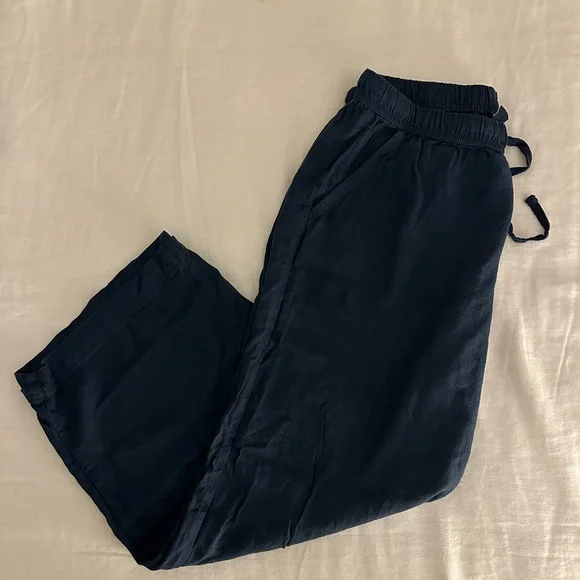 Splendid Navy Blue Linen Joggers - Picture 4 of 5